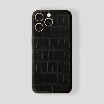 Custom iPhone Gold 24K | Alligator Black Rubber