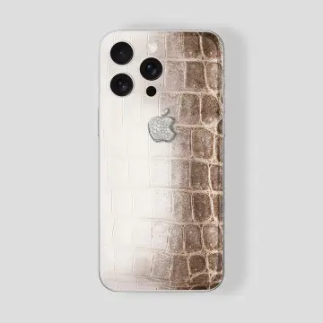 Custom Iphone Himalayan Crocodile Logo White Gold Diamonds