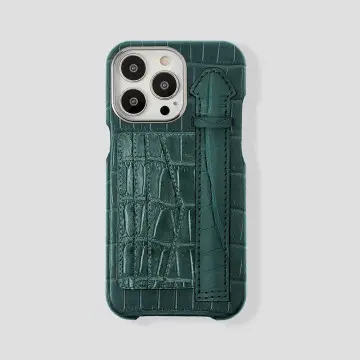 iPhone 15 Pro Cardholder Finger Strap Case Alligator