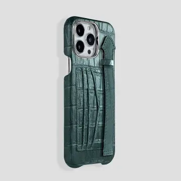 iPhone 15 Pro Cardholder Finger Strap Case Alligator 2