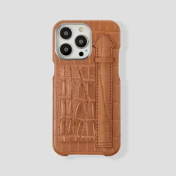 iPhone 15 Cardholder Finger Strap Case Alligator