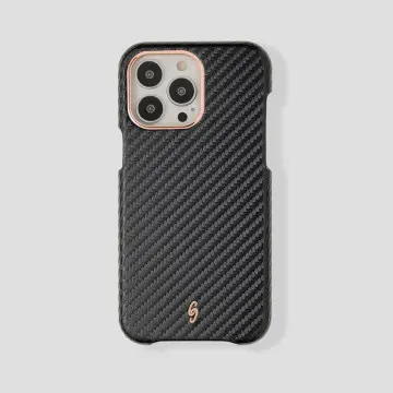 Classic Carbon Fiber Calfskin Case for iPhone 15 Pro Max