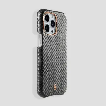 Classic Carbon Fiber Calfskin Case for iPhone 15 Pro 2