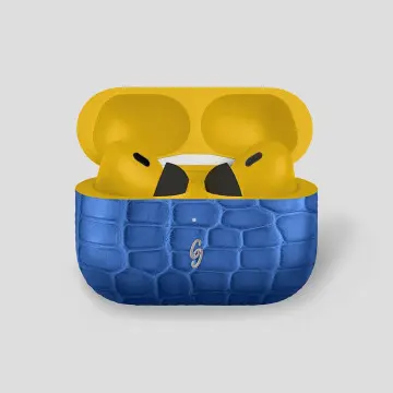 Custom Alligator AirPods Pro Blue Yellow