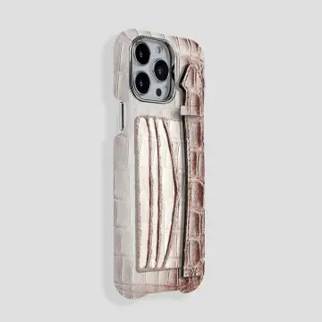 iPhone 15 Pro Cardholder Finger Strap Case Himalayan Crocodile 2