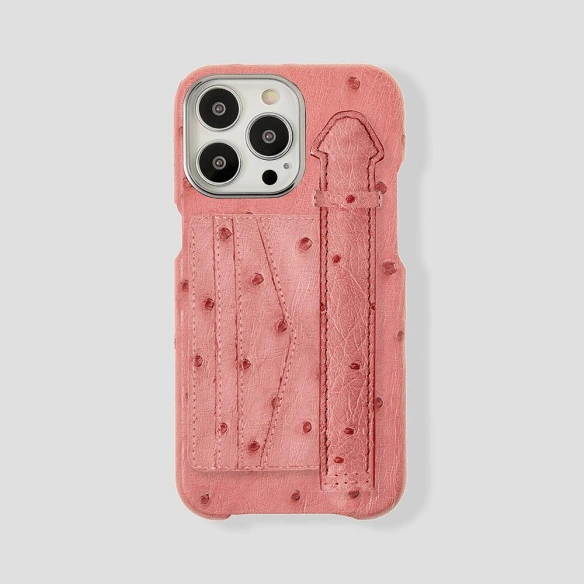 iPhone 16 Pro Cardholder Finger Strap Case Ostrich|Ostrich|Gatti Luxury