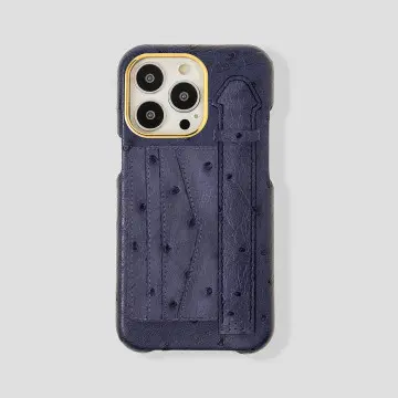 iPhone 15 Pro Cardholder Finger Strap Case Ostrich