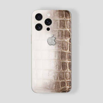 Custom Iphone 16 Himalayan Crocodile Logo White Gold Diamonds