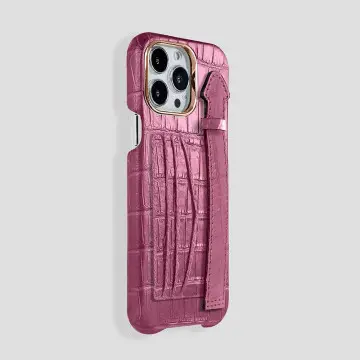 iPhone 16 Pro Max Cardholder Finger Strap Case Alligator 2